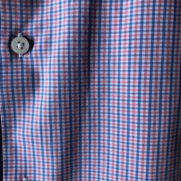 Mens - Long sleeves button down shirt. Pink and blue. Size L. Work shirt - Picture 2 of 5